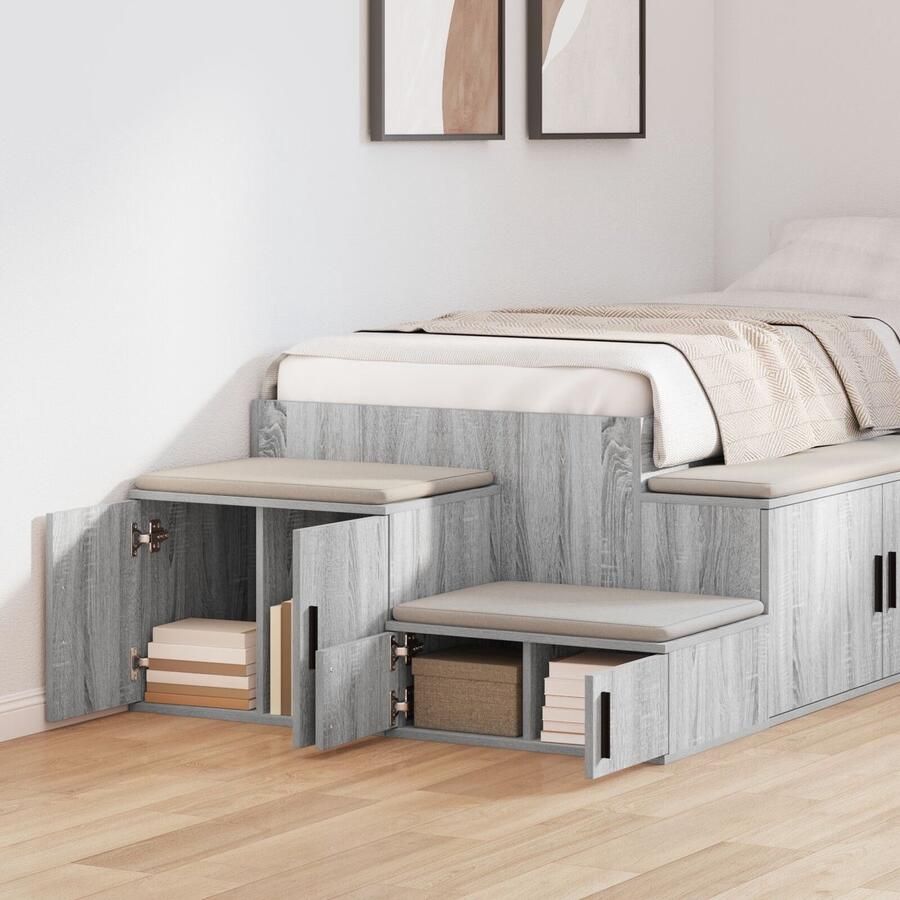 VidaXL Nachtkastjes Grijs sonoma Bewerkt hout 108 x 41 x 40 cm Opslag