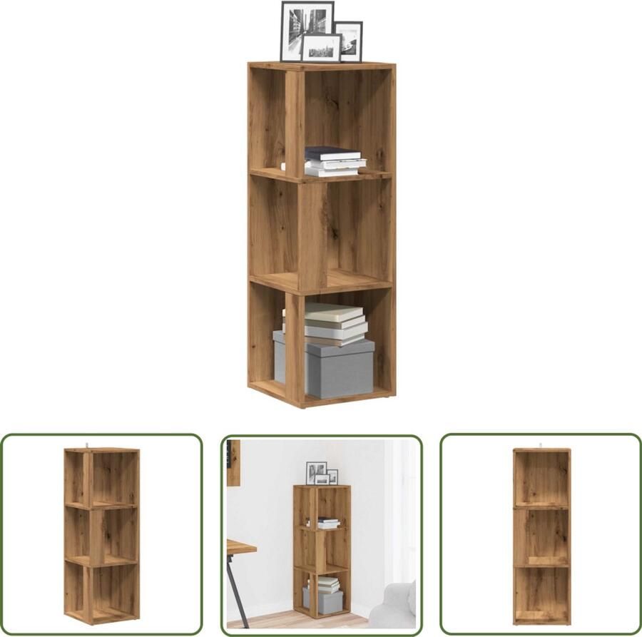 The Living Store Hoekkast 33x33x100 cm bewerkt hout artisanaal eikenkleur Hoekkast Opbergkast Houten Kast Eiken Kleur Salontafel