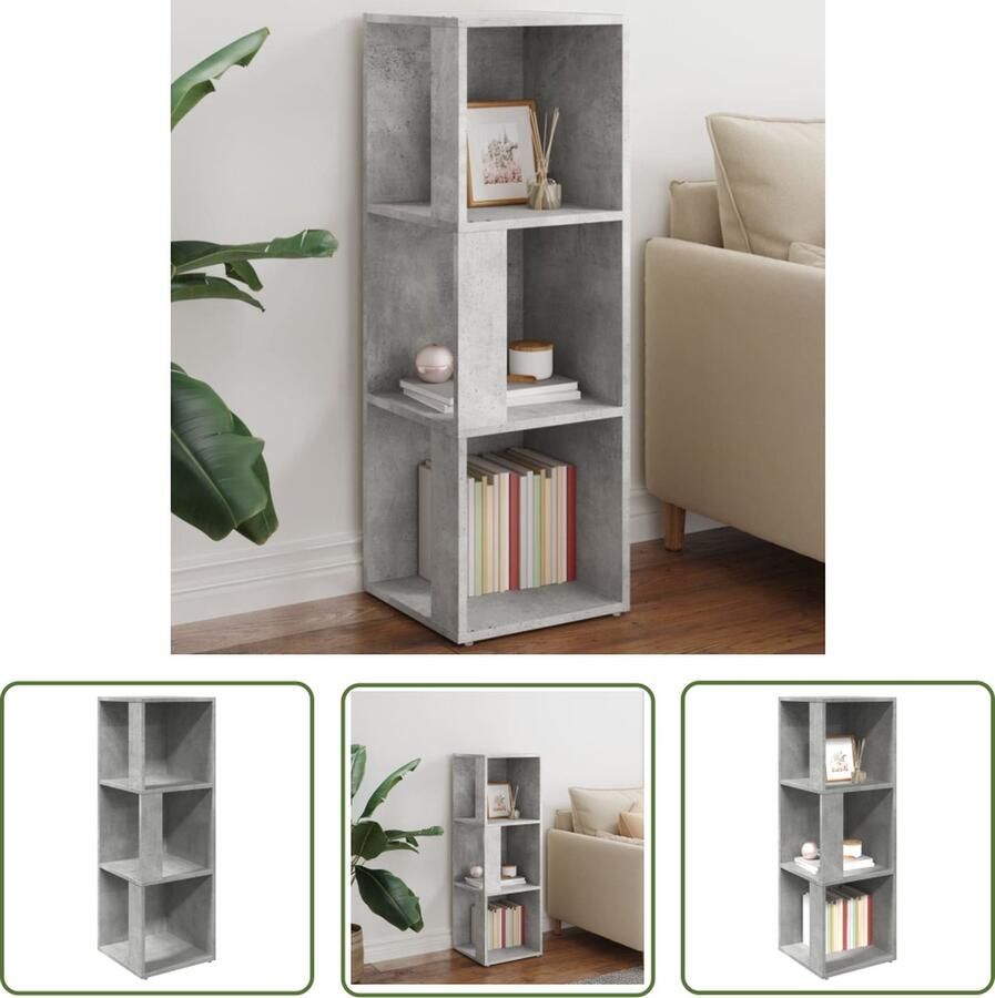 The Living Store Hoekkast Opbergkast 33 x 33 x 100 cm Betongrijs Hoekkast Opbergkast Betongrijs Houten Kast Livingroom Furniture - Foto 2