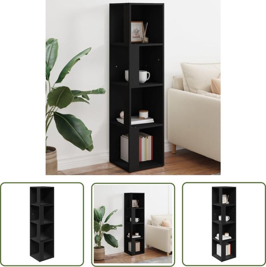 The Living Store Hoekkast Opbergkast 33 x 33 x 132 cm zwart spaanplaat Hoekkast Opbergkast Tv Stand Livingroom Furniture Houten Kast
