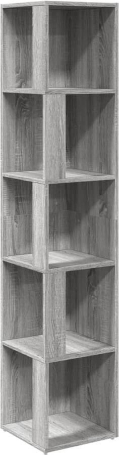 The Living Store Hoekkast 33x33x164 5 cm bewerkt hout grijs sonoma eikenkleurig Hoekkast Opbergkast Houten Kast Grijze Kast Vintage Kast - Foto 3