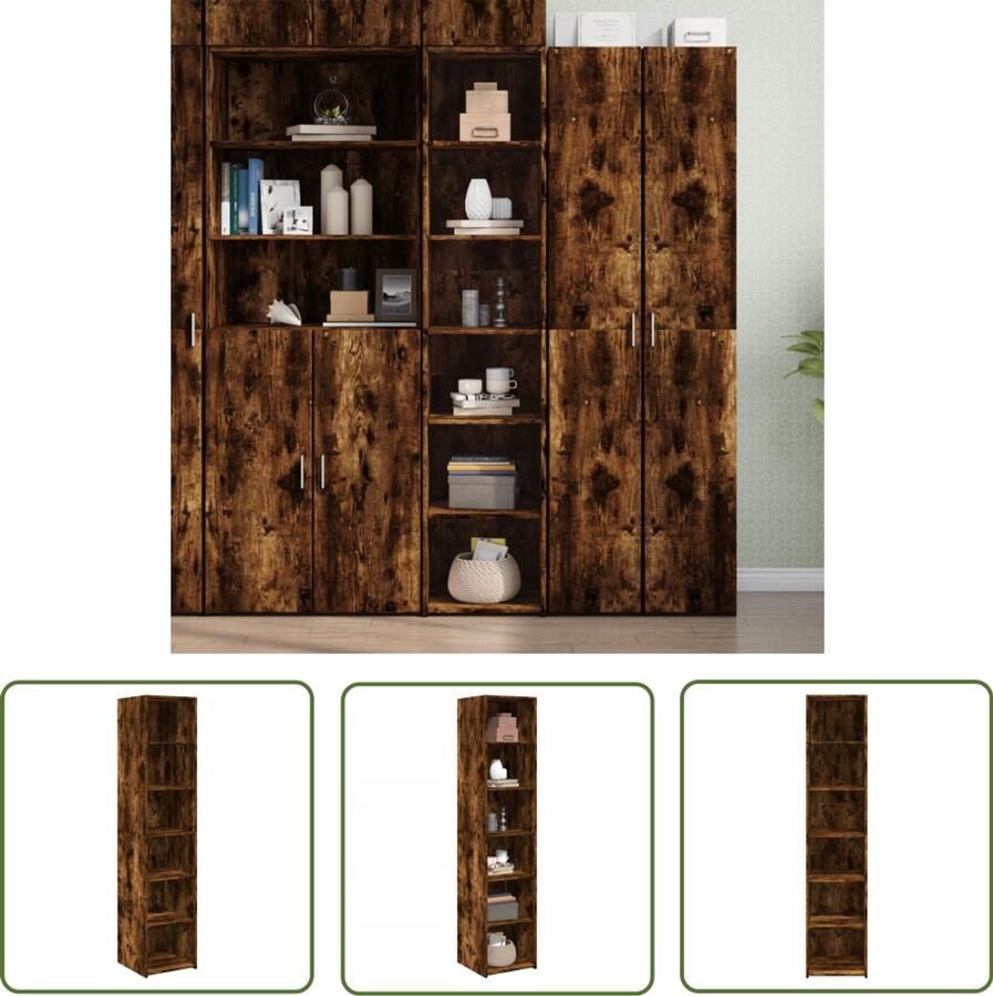 The Living Store Hoge kast 40x41x185 cm bewerkt hout gerookt eikenkleurig Hoge Kast Houten Kast Opbergkast Kast Badkamer Kast Keuken