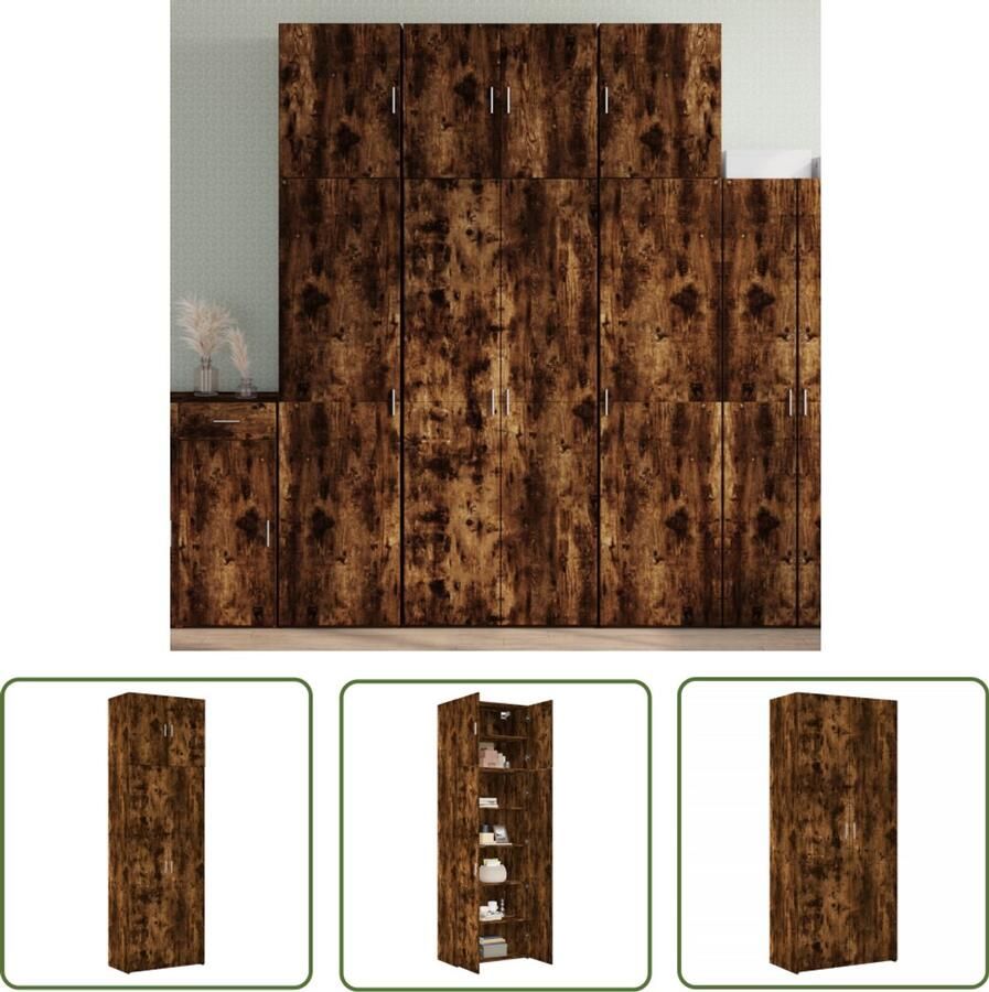 VidaXL Opbergkast Hoge Kast Hoge kast 80x42 5x249 cm bewerkt hout gerookt eikenkleurig Houten Kast Bruine Kast Landelijke Kast