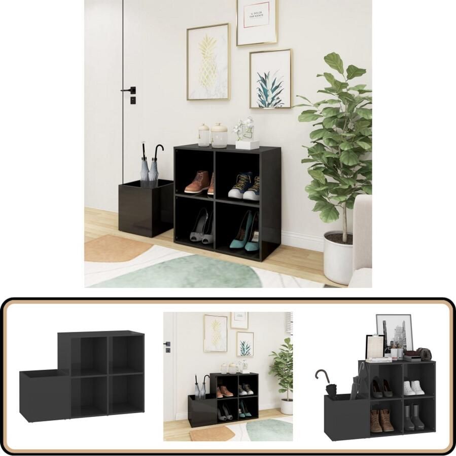 VidaXL Opbergkast Hoogglans Grijs 105x35 5x70 cm Opslagkast Schoenendoos Schoenenkast Halkast Bergruimte Organisatie Grijze Opslagkast