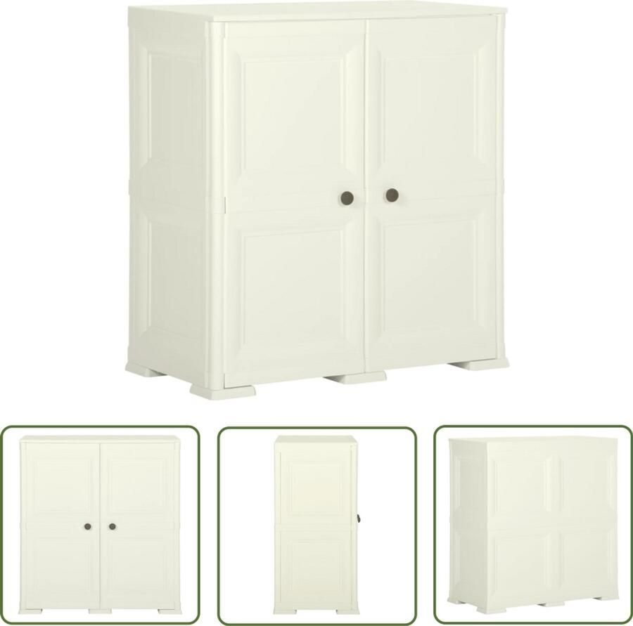 The Living Store Opbergkast hout-look 79x43x85 5 cm kunststof vanille-ijskleurig Opslagkast Opbergkast Plastic Kast Witte Kast Crème Kast