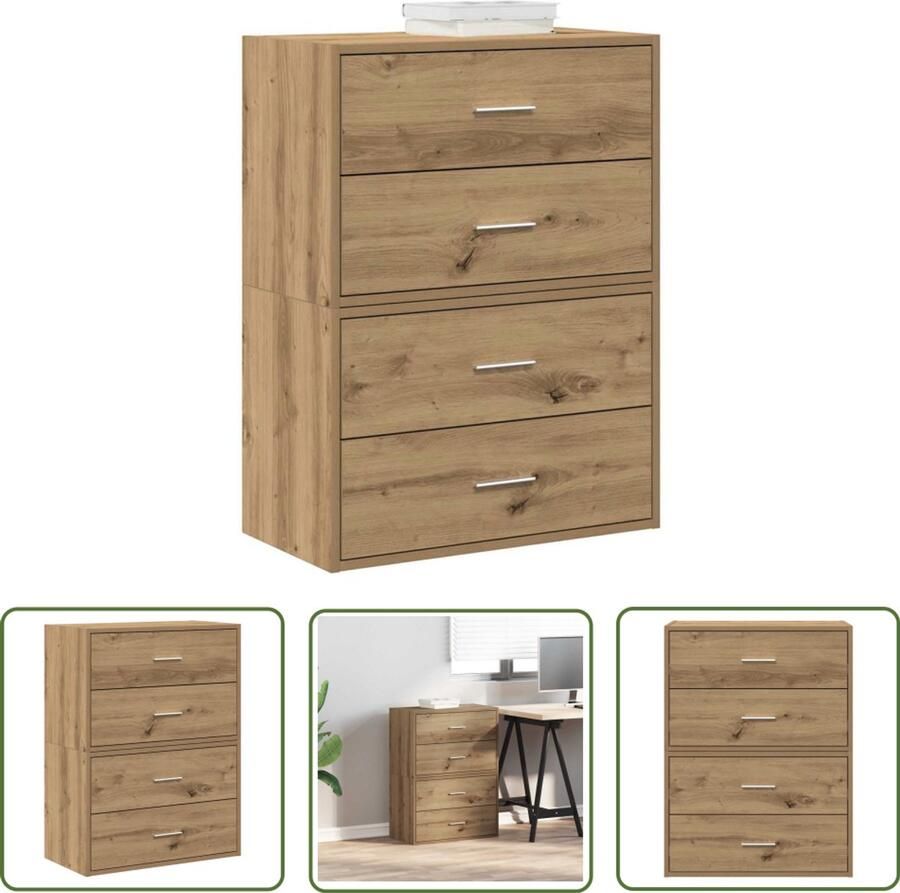 VidaXL Opbergkast Kast Kasten met 2 lades 2st 60x31x40cm bewerkt hout artisanaal eiken Houten Kast Salontafel Tv Tafel