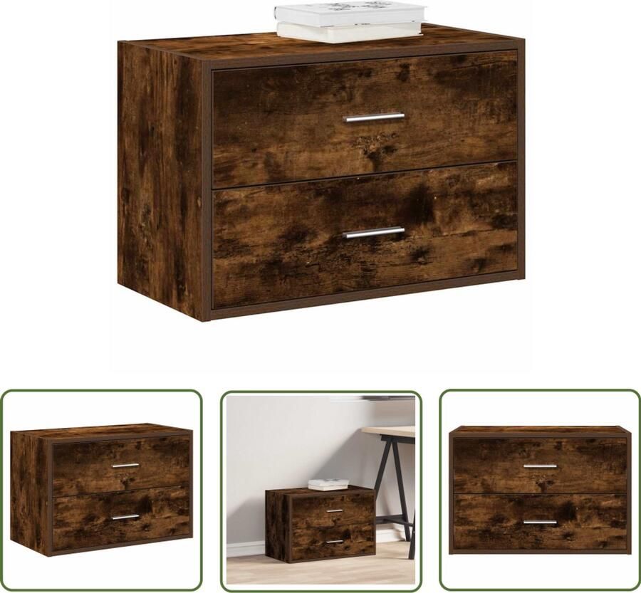 VidaXL Kast met 2 lades 60x31x40 cm bewerkt hout gerookt eikenkleurig Kasten Opbergkast Houten Kast Tv Meubel Salontafel