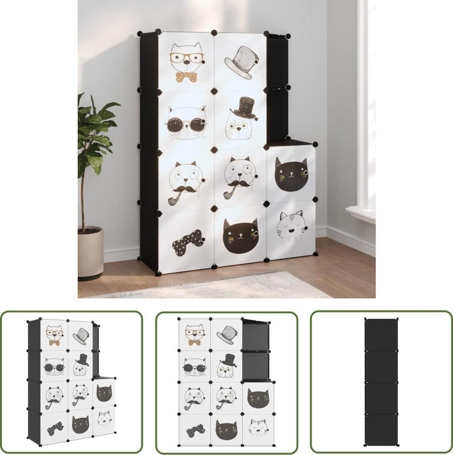 The Living Store Kinderopbergmeubel met 10 vakken polypropeen zwart Kinderopbergkast Opbergkast Kids Speelhoek Organisatie Speelgoed Opslaan Kinderkamer Decoratie - Foto 2