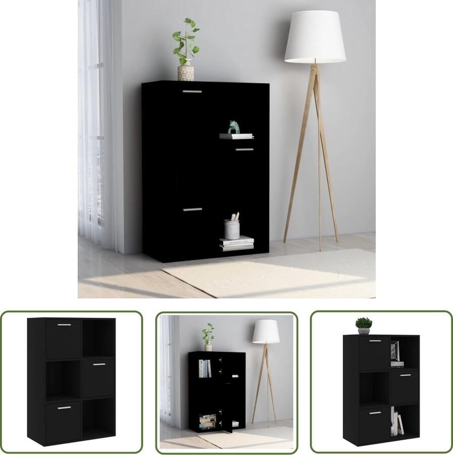 The Living Store Kast Kinderkast 60 x 29.5 x 90 cm Bewerkt hout Zwart Kinderkast Opbergkast Houten Kast Zwart Bewarkt Hout - Foto 2