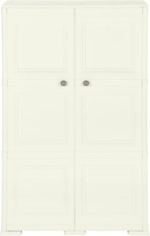 The Living Store Opbergkast hout-look 79x43x125 cm kunststof vanille-ijskleurig Kunststof Kast Opbergkast Opberger Decoratieve Kast Houten Look Kast - Foto 3