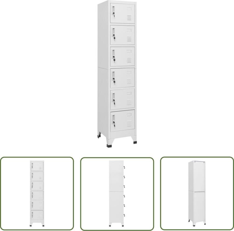 The Living Store Lockerkast Lichtgrijs Staal 38 x 40 x 180 cm Afsluitbare deuren Lockerkast Opbergkast Kantooropslag School Lockers Metalen Kast - Foto 2