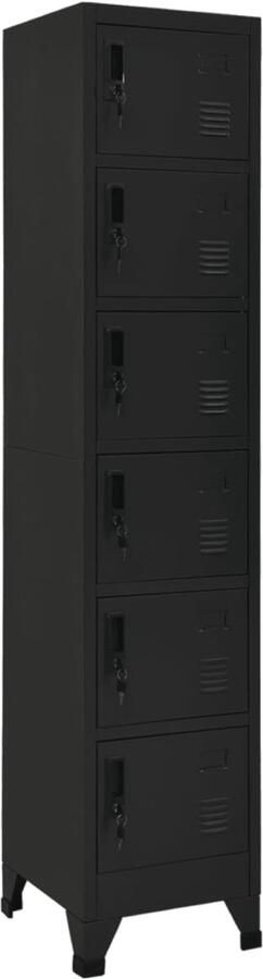 The Living Store Lockerkast Zwart Staal 38 x 40 x 180 cm Afsluitbare Deuren Lockerkast Opbergkast Metalen Kast Staalkast School Lockers - Foto 2