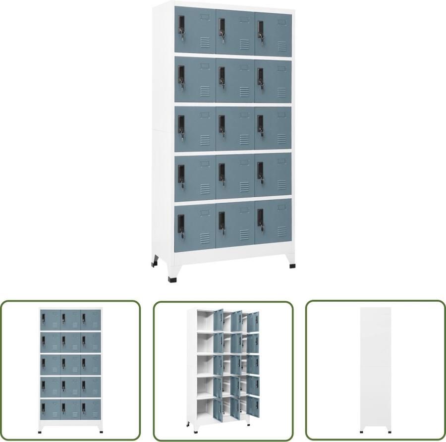 The Living Store Lockerkast naam Lockerkast 90 x 40 x 180 cm Met labelhouders Lockerkast Opbergkast School Lockers Kantoor Lockers Metalen Lockerkast - Foto 2