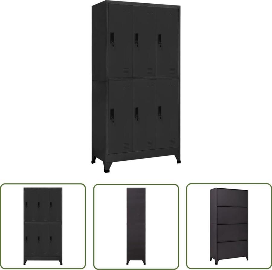 The Living Store lockerkast Modern Lockerkast 90x45x180 cm Antraciet Staal Lockerkast Opbergkast Kantooropslag School Lockers Metalen Kast - Foto 2