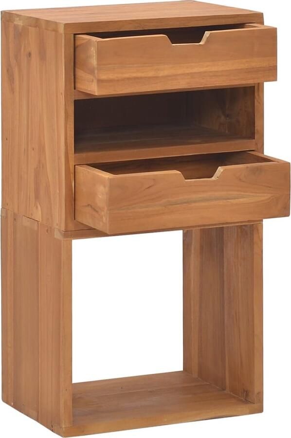 The Living Store Koloniale Houten Opslagkast 40 x 30 x 76 cm Massief teakhout Duurzaam Opslagkast Teak Hout Koloniaal Design Vintage Kast Salontafel