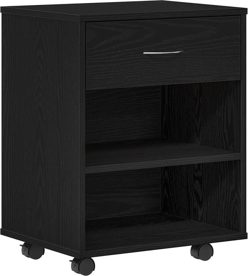 VidaXL Opbergkast met wiel Zwart eiken 46 x 36 x 59 cm Bewerkt hout