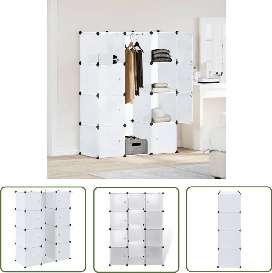 The Living Store Kast met 9 compartimenten modulair 109x36 5x143 cm wit Modulaire Kast Opbergkast Kledingkast Plastic Kast Witte Kast - Foto 2
