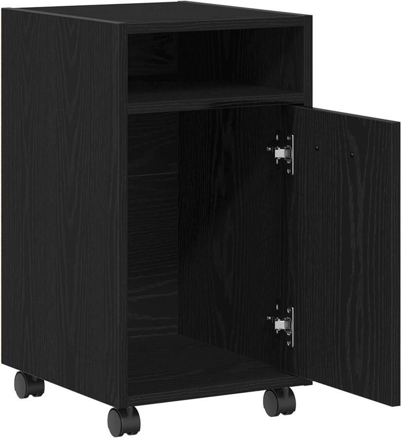 VidaXL Wheeled Side Cabinet Zwart Eiken Gelaagd Hout Compact Opslagkast - Foto 3