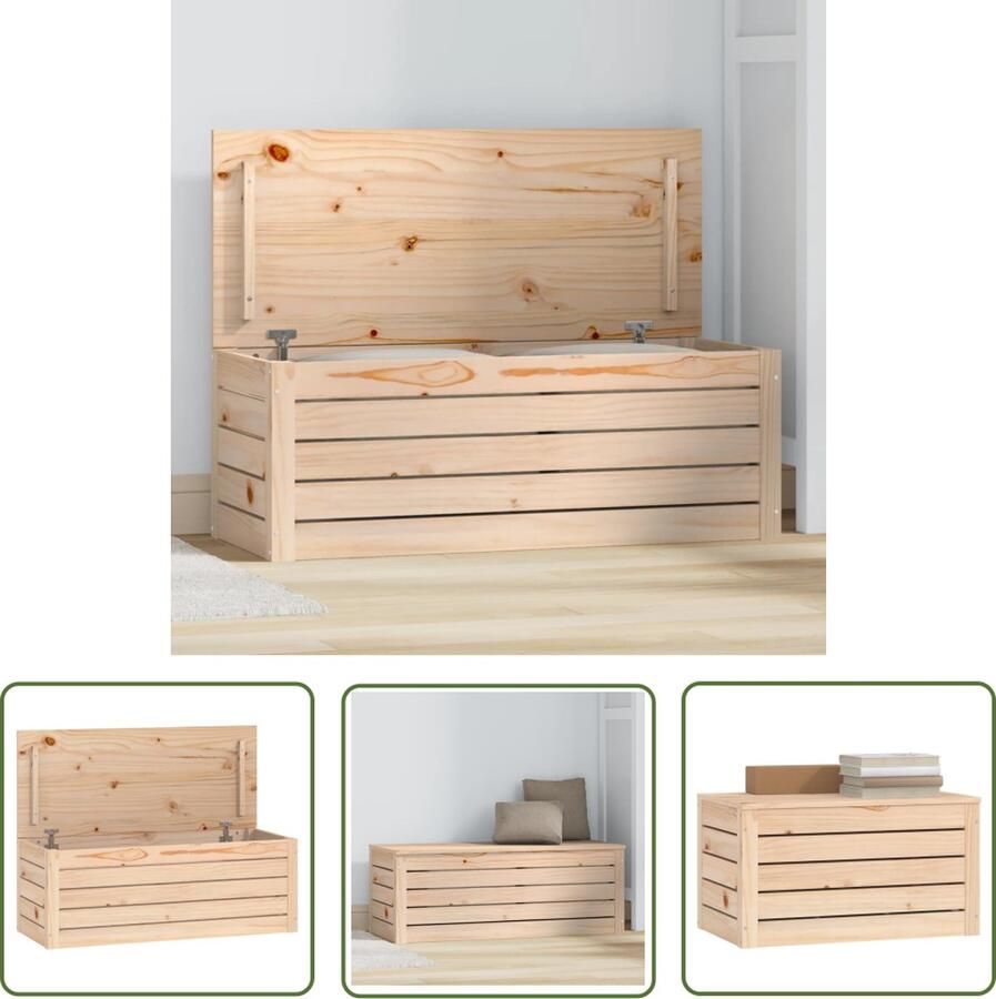 The Living Store Opbergdoos Massief Grenenhout Gereedschapskist 89x36.5x33cm Opbergdoos Opbergkast Grenoble Kast Houten Opbergdoos Opberger