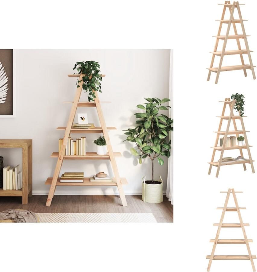 VidaXL Opbergkast Opbergkasten Boekenkast Boeken Plank Opbergek 5-laags A-vorm 110x40x180 5 cm massief grenenhout