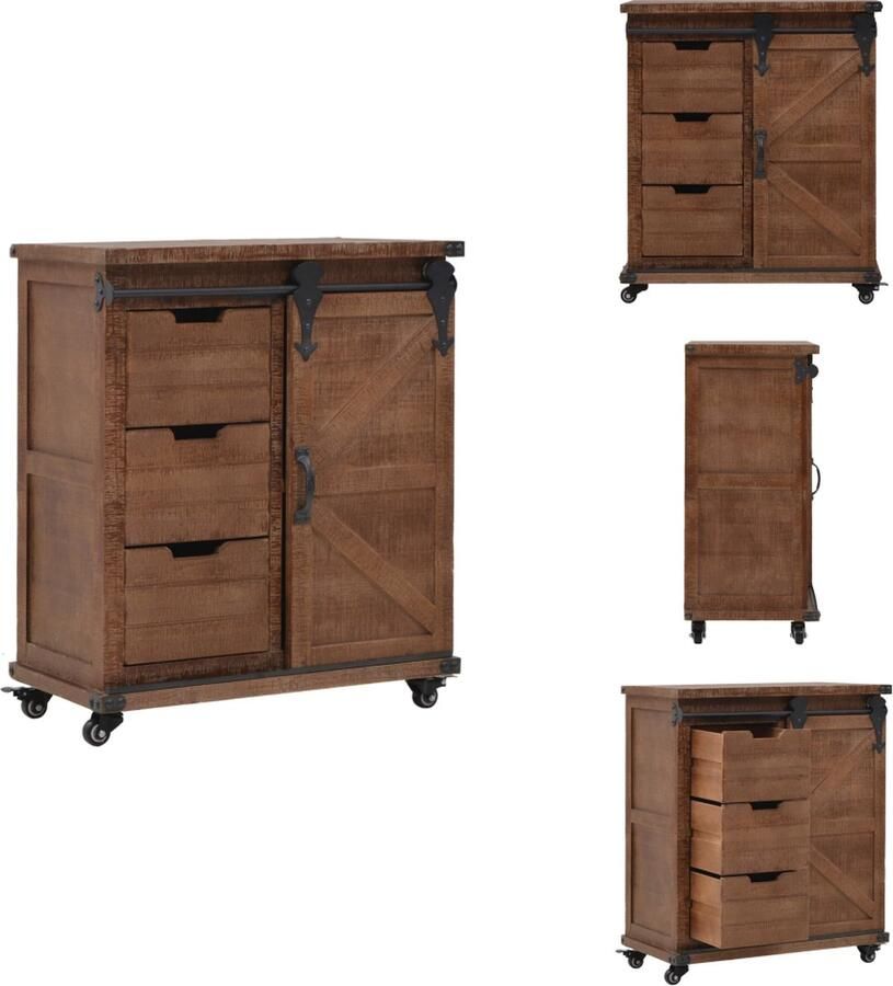 VidaXL Opbergkast Opbergkasten Dressoir Dressoirs Opbergkast 64x33-5x75 cm massief vurenhout bruin