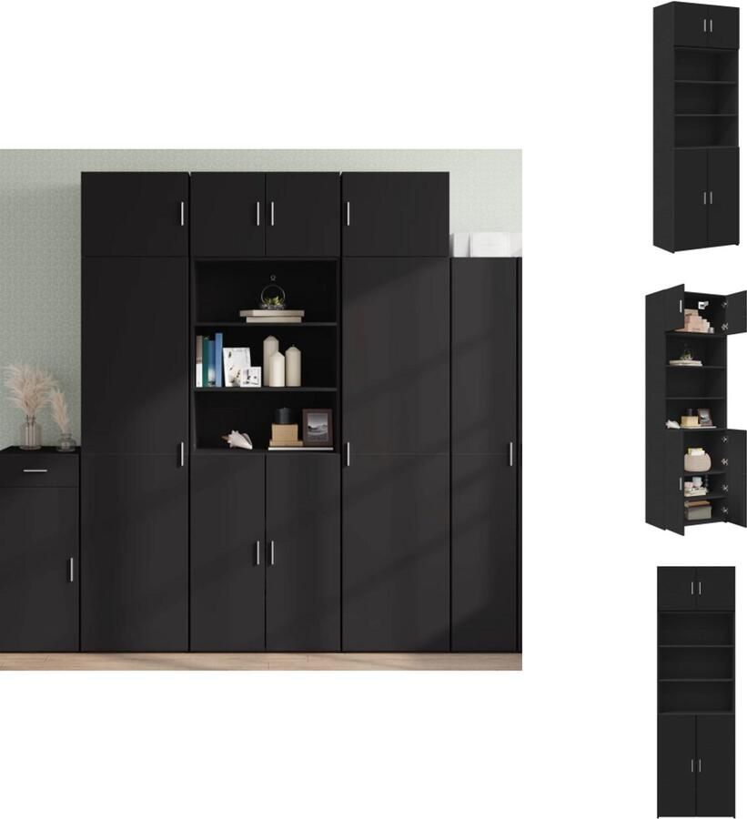 VidaXL Opbergkast Opbergkasten Hoge Opbergkast Hoge Kast Opbergkast 70x42 5x225 cm bewerkt hout zwart