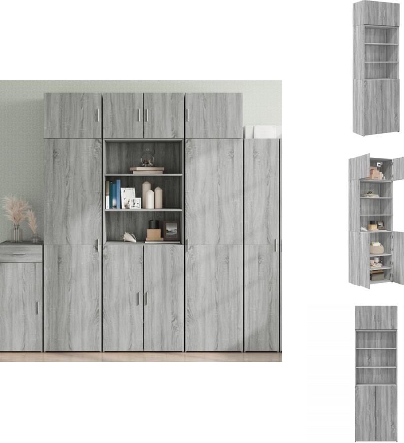 VidaXL Opbergkast Opbergkasten Hoge Opbergkast Hoge Kast Opbergkast 70x42 5x225 cm bewerkt hout grijs sonoma eikenkleur