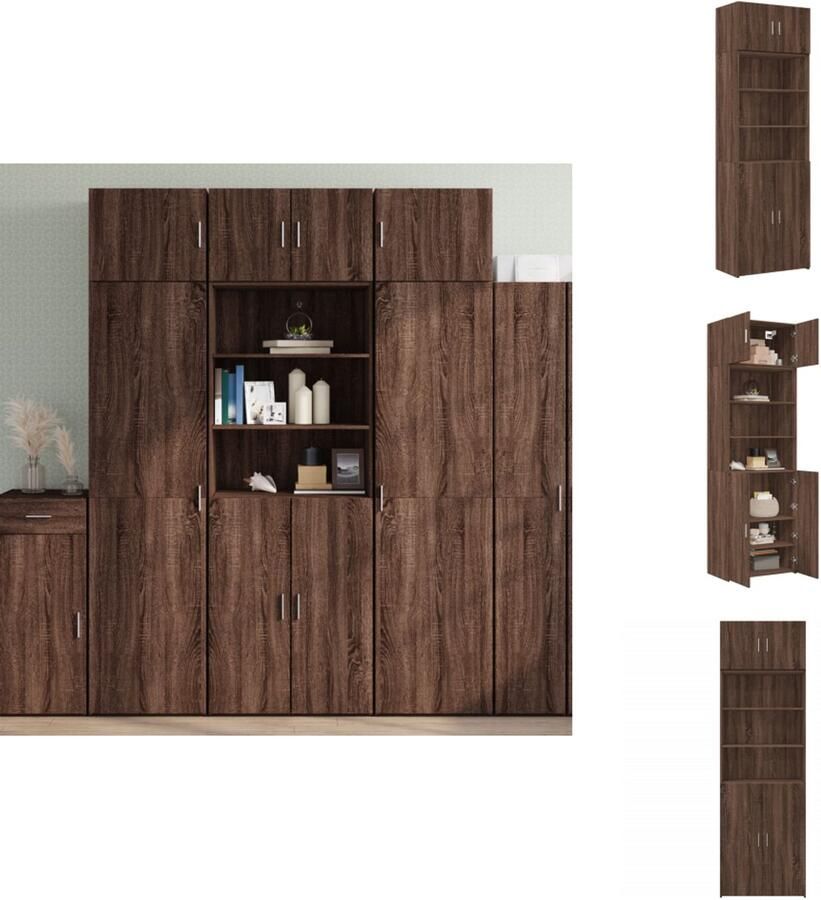 VidaXL Opbergkast Opbergkasten Hoge Opbergkast Hoge Kast Opbergkast 70x42 5x225 cm bewerkt hout bruin eikenkleurig