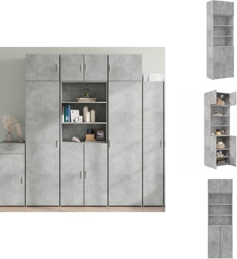 VidaXL Opbergkast Opbergkasten Hoge Opbergkast Hoge Kast Opbergkast 70x42 5x225 cm bewerkt hout betongrijs