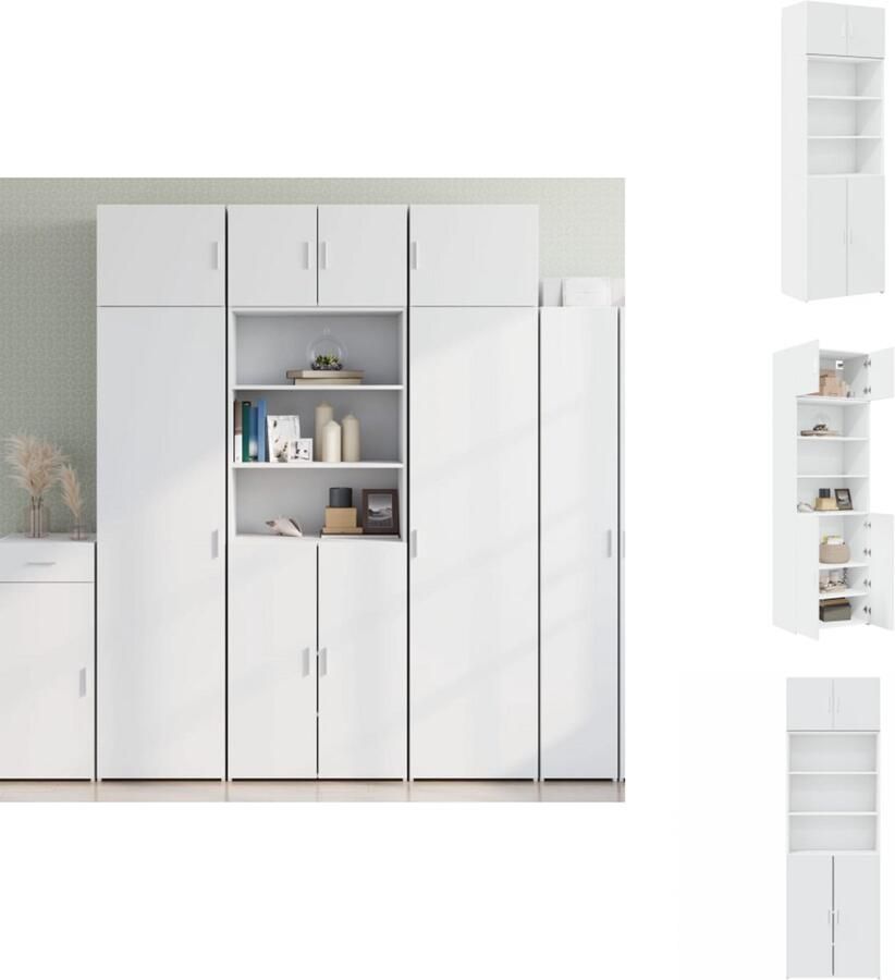VidaXL Opbergkast Opbergkasten Hoge Opbergkast Hoge Kast Opbergkast 70x42 5x225 cm bewerkt hout wit
