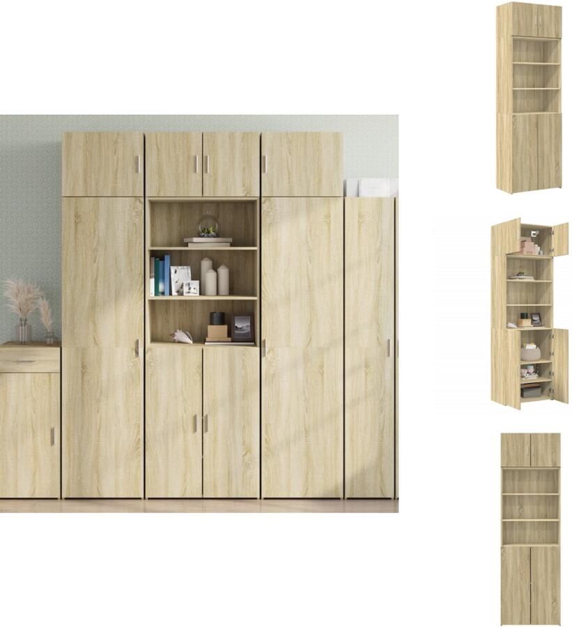 VidaXL Opbergkast Opbergkasten Hoge Opbergkast Hoge Kast Opbergkast 70x42 5x225 cm bewerkt hout sonoma eikenkleurig