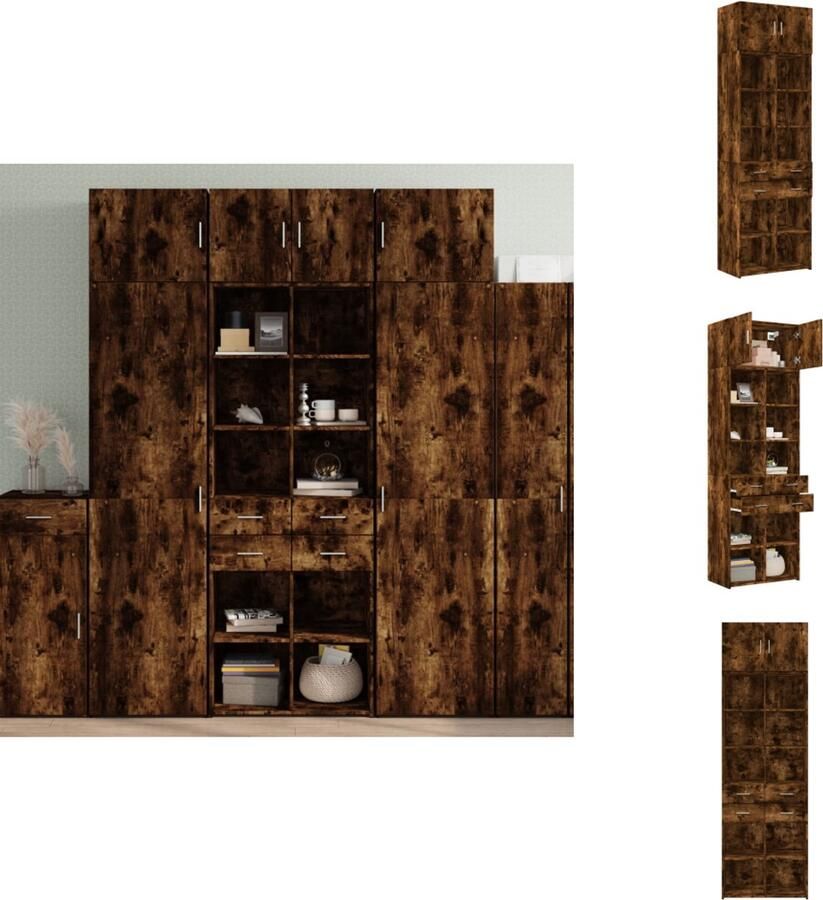 VidaXL Opbergkast Opbergkasten Hoge Opbergkast Hoge Kast Opbergkast 70x42 5x225 cm bewerkt hout gerookt eikenkleur
