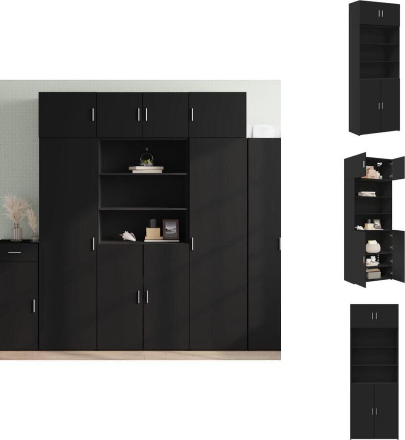 VidaXL Opbergkast Opbergkasten Hoge Opbergkast Hoge Kast Opbergkast 80x42 5x225 cm bewerkt hout zwart