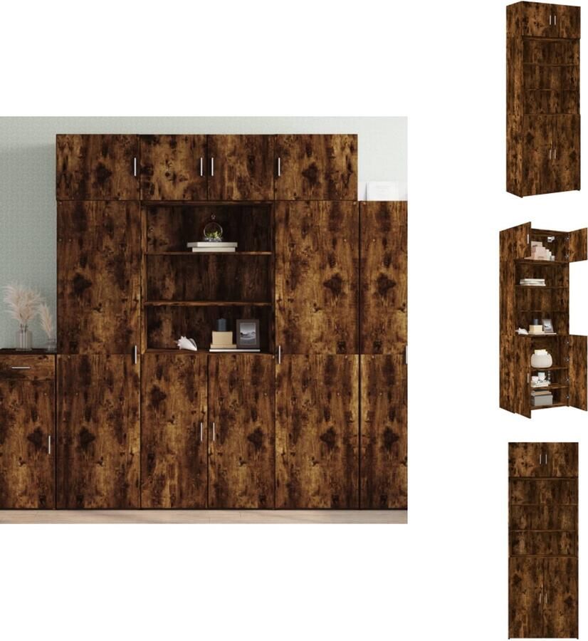 VidaXL Opbergkast Opbergkasten Hoge Opbergkast Hoge Kast Opbergkast 80x42 5x225 cm bewerkt hout gerookt eikenkleur