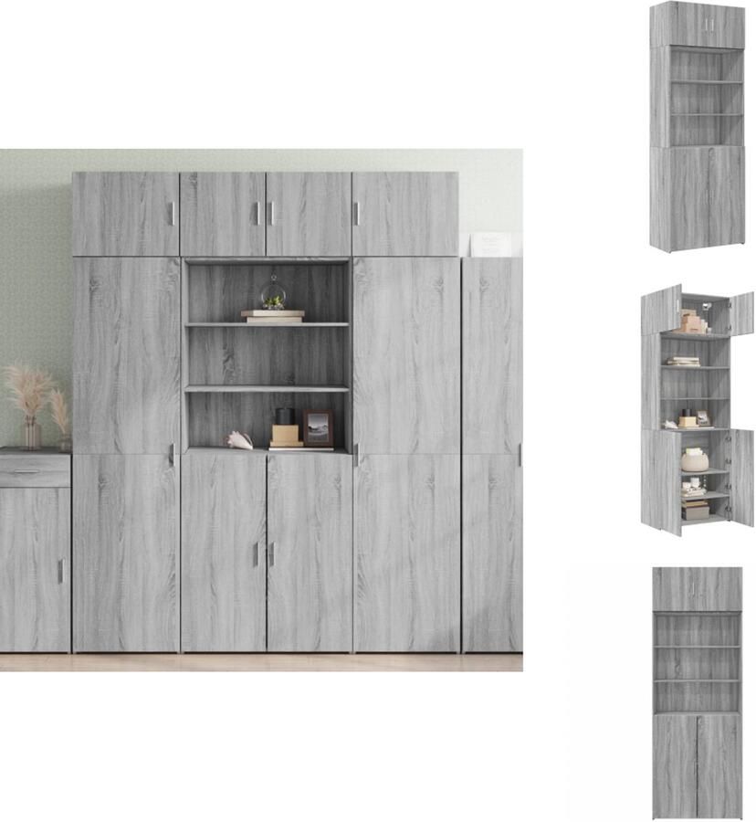 VidaXL Opbergkast Opbergkasten Hoge Opbergkast Hoge Kast Opbergkast 80x42 5x225 cm bewerkt hout grijs sonoma eikenkleur