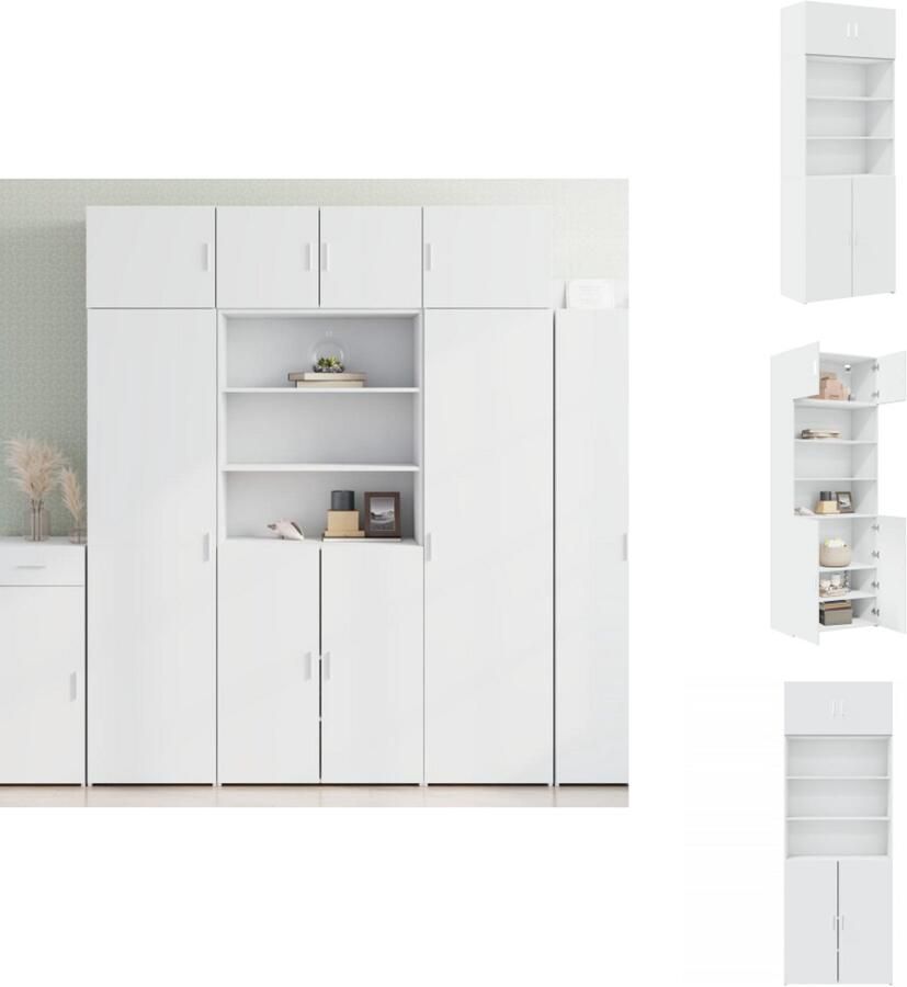 VidaXL Opbergkast Opbergkasten Hoge Opbergkast Hoge Kast Opbergkast 80x42 5x225 cm bewerkt hout wit