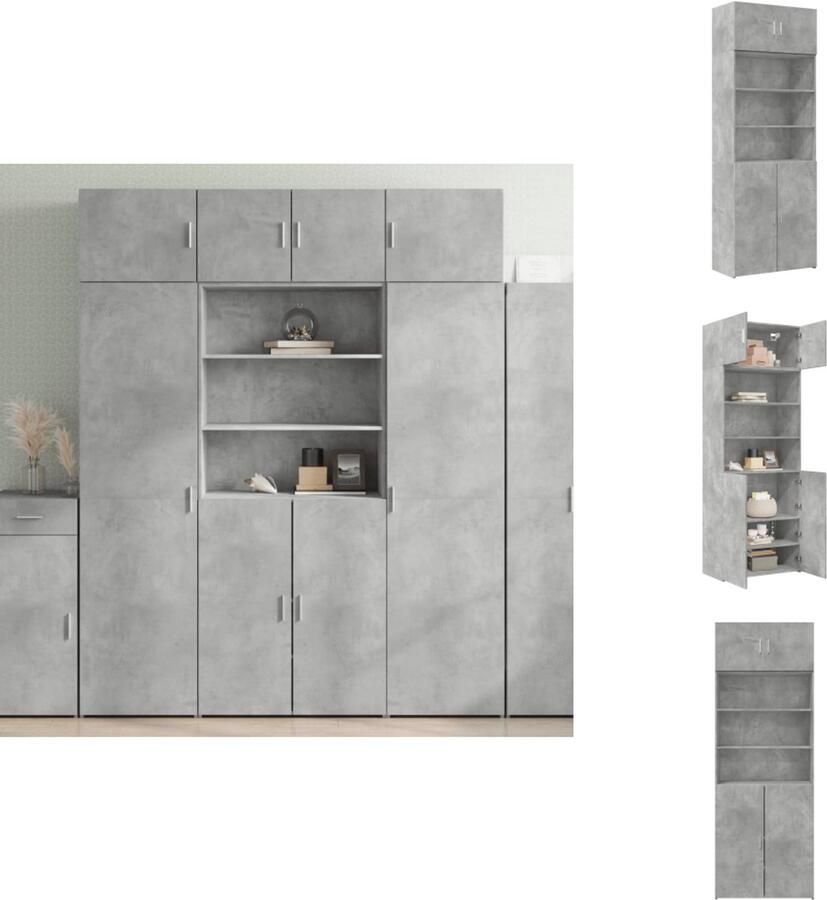 VidaXL Opbergkast Opbergkasten Hoge Opbergkast Hoge Kast Opbergkast 80x42 5x225 cm bewerkt hout betongrijs