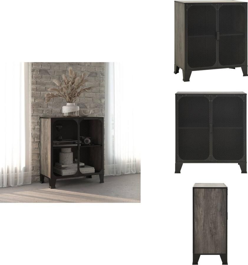 VidaXL Opbergkast Opbergkasten Kast Kasten Opbergkast 72x36x82 cm metaal en MDF grijs