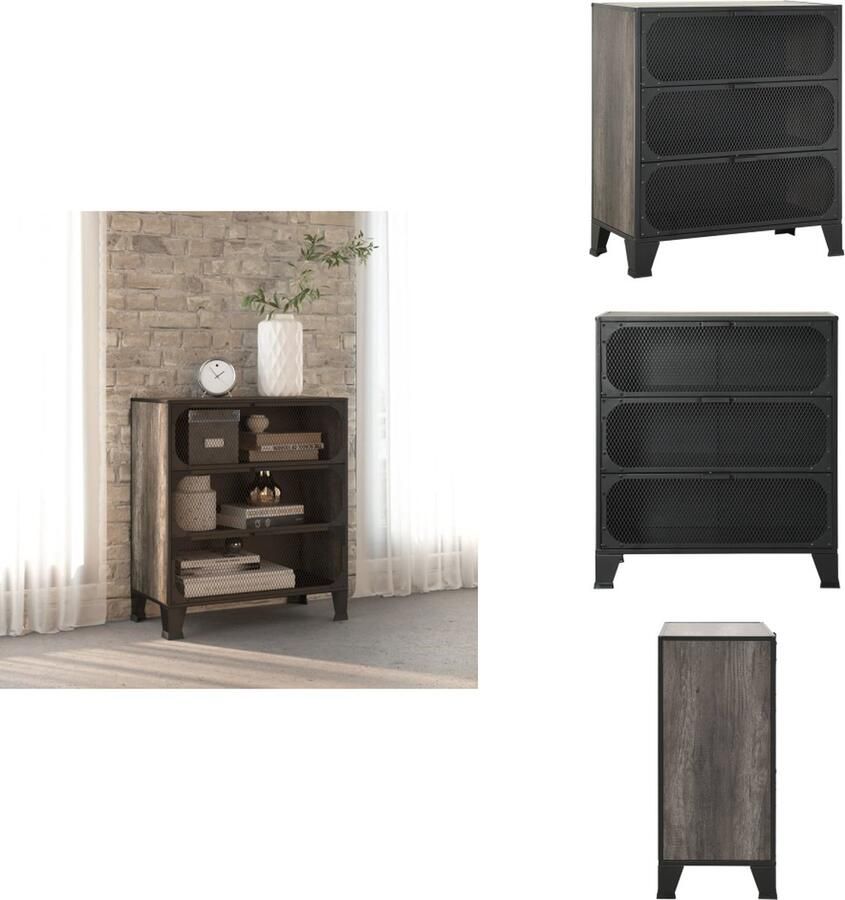 VidaXL Opbergkast Opbergkasten Kast Kasten Opbergkast 72x36x82 cm metaal en MDF grijs