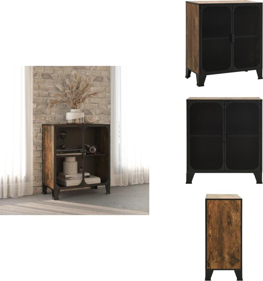 VidaXL Opbergkast Opbergkasten Kast Kasten Opbergkast 72x36x82 cm metaal en MDF rustiek bruin