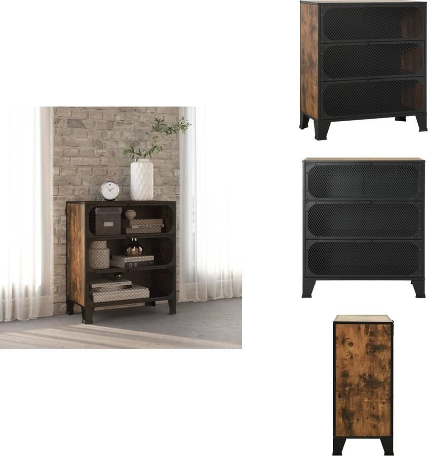 VidaXL Opbergkast Opbergkasten Kast Kasten Opbergkast 72x36x82 cm metaal en MDF rustiek bruin