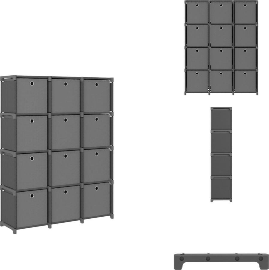 VidaXL Opbergkast Opbergkasten Opbergrek Opbergrekken Kast met 12 vakken met boxen 103x30x141 cm stof grijs
