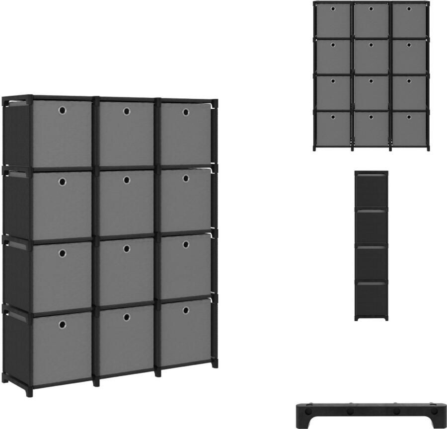 VidaXL Opbergkast Opbergkasten Opbergrek Opbergrekken Kast met 12 vakken met boxen 103x30x141 cm stof zwart