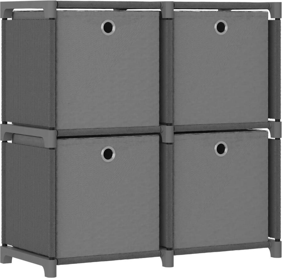 VidaXL Opbergkast Opbergkasten Opbergrek Opbergrekken Kast met 4 vakken met boxen 69x30x72 5 cm stof grijs