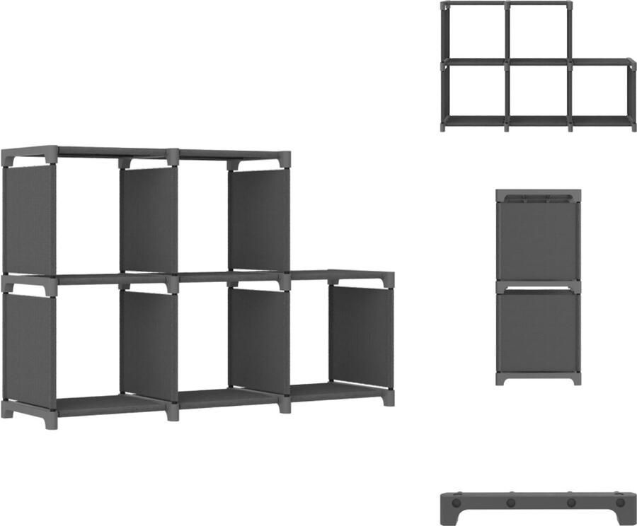 VidaXL Opbergkast Opbergkasten Opbergrek Opbergrekken Kast met 5 vakken 103x30x72 5 cm stof grijs