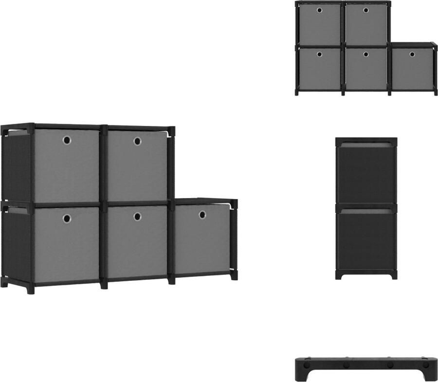VidaXL Opbergkast Opbergkasten Opbergrek Opbergrekken Kast met 5 vakken met boxen 103x30x72 5 cm stof zwart