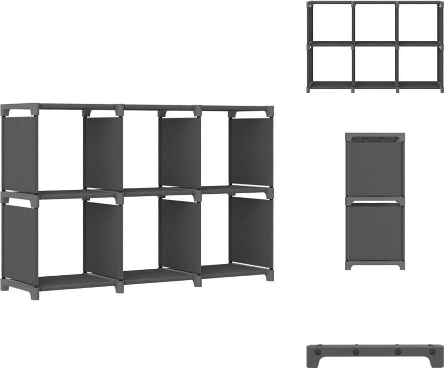 VidaXL Opbergkast Opbergkasten Opbergrek Opbergrekken Kast met 6 vakken 103x30x72 5 cm stof grijs