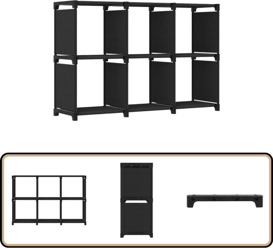 VidaXL Kast 6 Vakken Stof Zwart 103x30x72 5 cm Vakkenkast Opbergkast Stoffen Kast Zwarte Kast Industriële Kast - Foto 3
