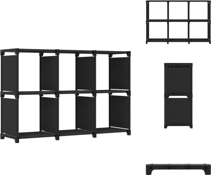 VidaXL Kast 6 Vakken Stof Zwart 103x30x72 5 cm Vakkenkast Opbergkast Stoffen Kast Zwarte Kast Industriële Kast