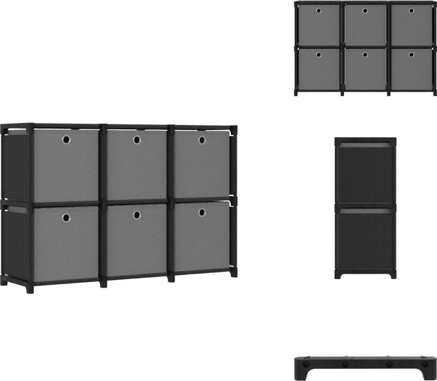 VidaXL Opbergkast Opbergkasten Opbergrek Opbergrekken Kast met 6 vakken met boxen 103x30x72 5 cm stof zwart